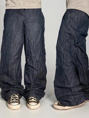Vintage Y2K Willi Smith Ultra-Baggy Wide-Leg Raw Denim Skater Jeans/ Unisex